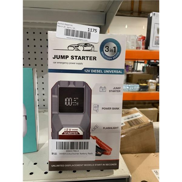 Jump Starter with Power Bank and Flashlight, 12V Diesel Universal  3-in-1