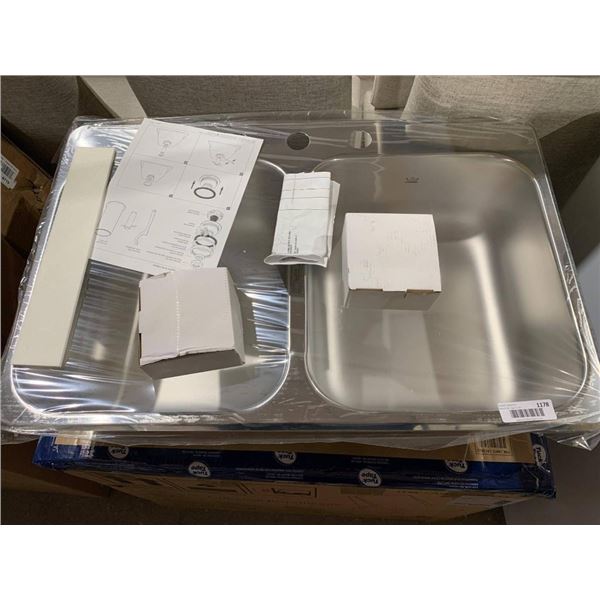 Double-Basin Stainless Steel Kitchen Sink with 31.25″ Double Bowl 3 Hole