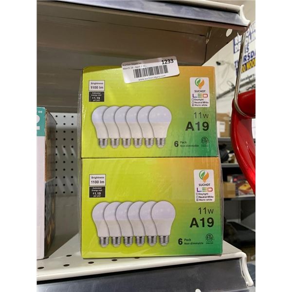 Suchot LED 11W A19 Non-Dimmable Bulbs – 6 Pack LOT OF 2