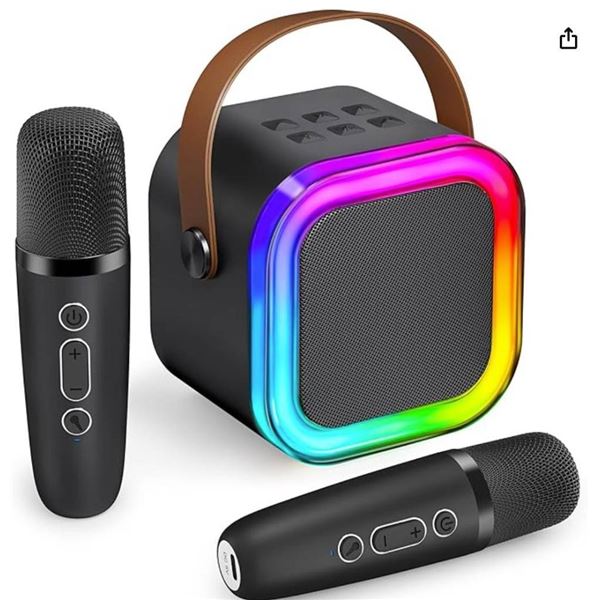 Karaoke Machine for Kids Adults(KaraFun Premium), Portable Bluetooth Mini Karaoke Speaker with 2 Wir