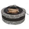Image 1 : Sun Joe SJFP35-CS-STN Cast Stone Fire Pit, 35 Inches, Charcoal Gray Finish