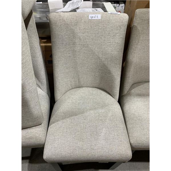 Set Of Two Upholstered Dining Chairs With Wood Legs