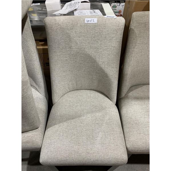 Set Of Two Upholstered Dining Chairs With Wood Legs