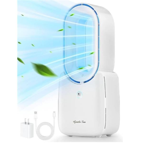 Desk Fan,Portable Bladeless Fan 11.8 inch Small Personal Cooling Fan with 5 Colors Touch Control LED