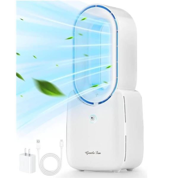 Desk Fan,Portable Bladeless Fan 11.8 inch Small Personal Cooling Fan with 5 Colors Touch Control LED