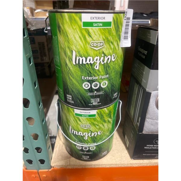 Co-op Imagine Exterior Satin White Paint, 3.64 L, Model C6100 Lot of 2