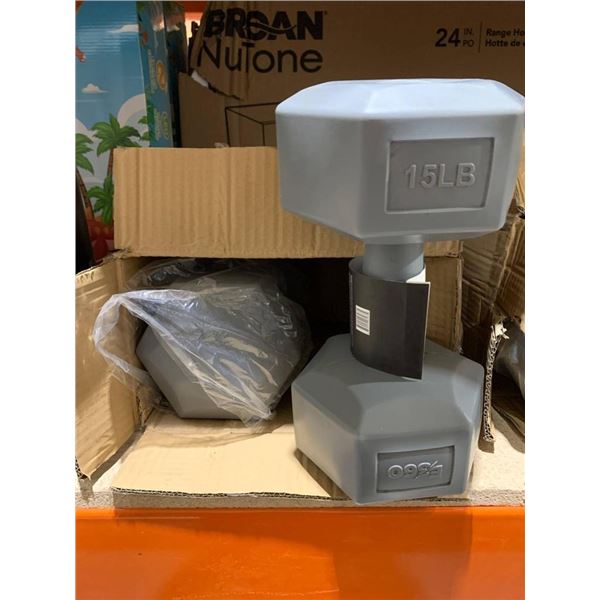 E-Zoo 15lb Hex Dumbbell Pair (6.8kg Each)