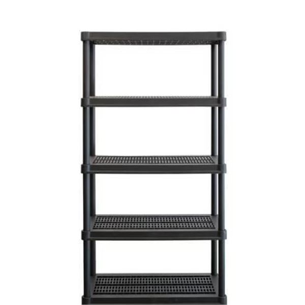 Plastic 5-Tier Shelving Unit with Perforated Shelves for Storage
