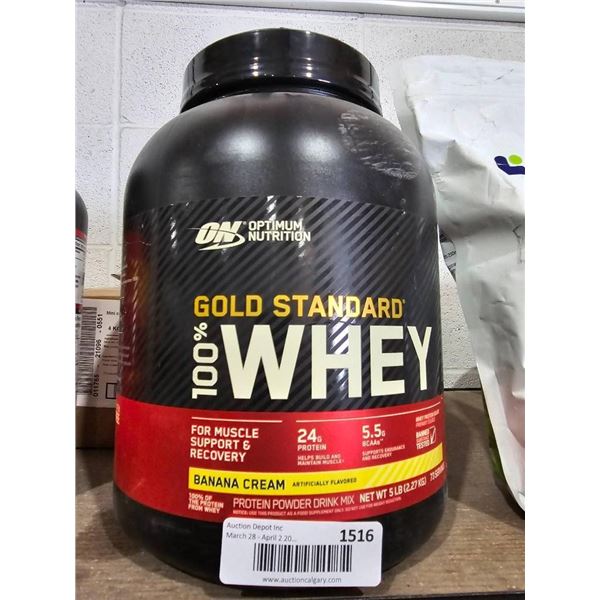 ON Gold Standard 100 Percent Whey Protein in Banana Cream Flavor, 5 LB