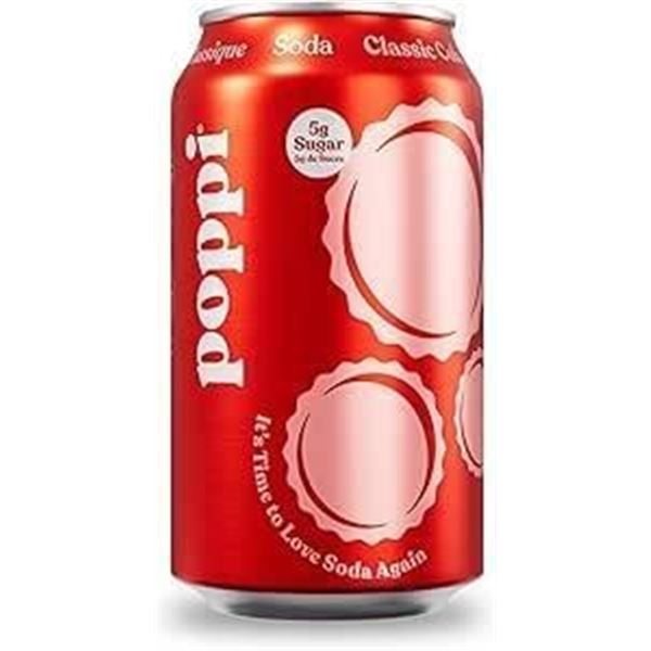 Case of 12 Poppi Prebiotic Sodas (355ml Each) in Raspberry Rose Flavor