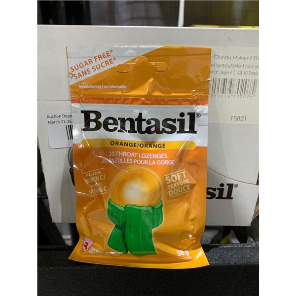 CASE LOT – Bentasil Sugar-Free Orange Throat Lozenges – 38g