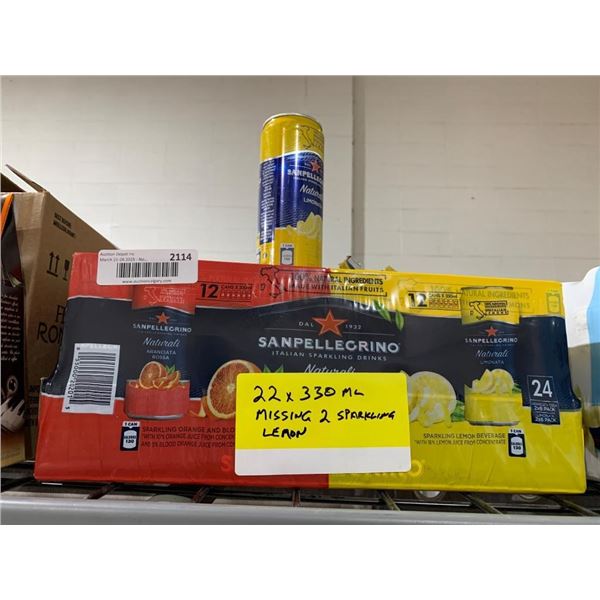 CASE LOT –San Pellegrino 22 x 330 mL Beverage Assortment with Lemon Variant Missing