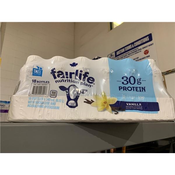 CASE LOT –Fairlife Nutrition Plan Vanilla 30g Protein Shake 18 Bottles 340ml Each