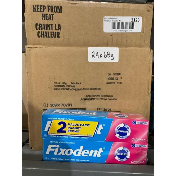 CASE LOT – Fixodent Complete Denture Adhesive Cream, Value Pack, 24 x 68g