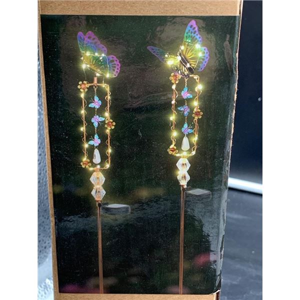 Solar Outdoor Garden Pathway Lights with Butterfly Design 2pc