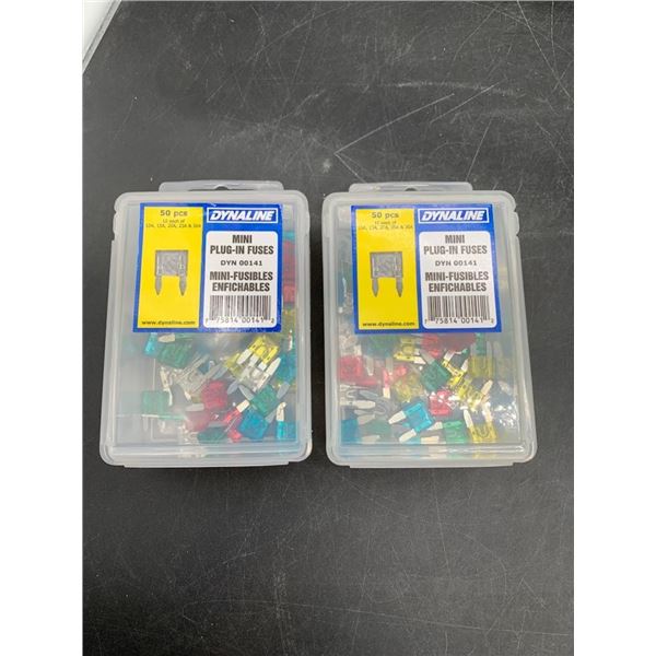 Dynaline Mini Plug-In Fuses 50 Pcs DYN 00141 Assorted Amperage Lot of 2