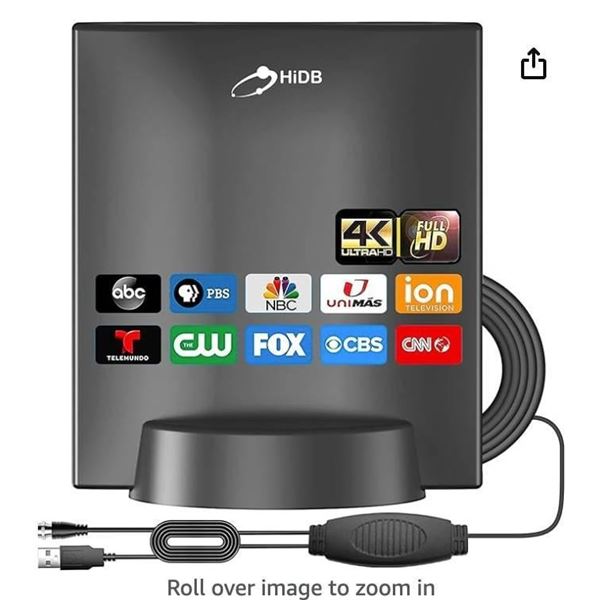 HiDB HD Digital Home TV Antenna with Amplifier and Power Supply