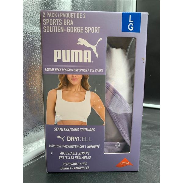 PUMA Two-Pack Sports Bras with DryCell Technology, Size L