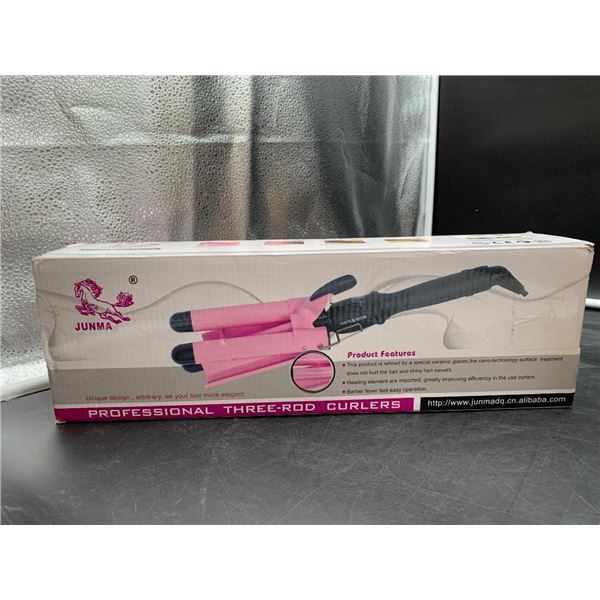 AORAEM 3 Barrel Curling Iron With Temperature and LCD Display (Pink)