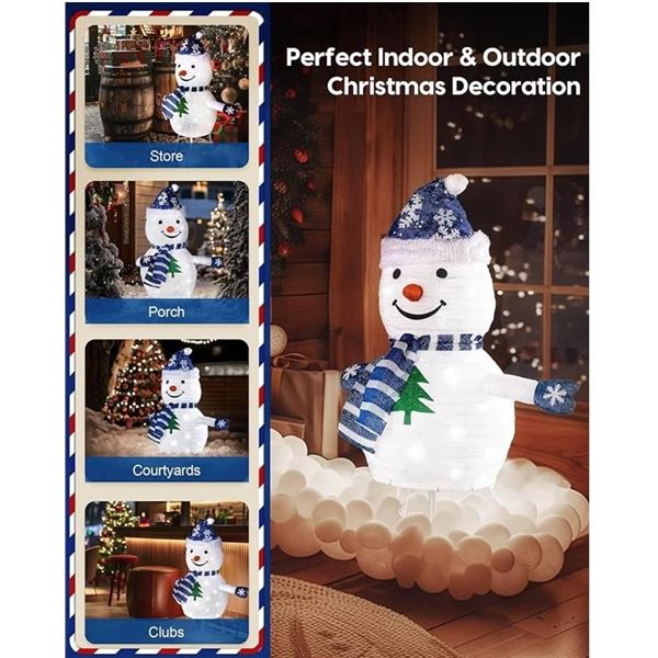 Pasapair 2FT Pre-Lit Pop-Up Snowman – Outdoor Christmas Decoration with Built-in 45 LED Lig