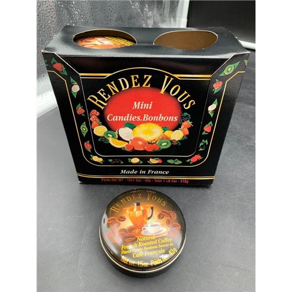 Rendez Vous Mini Candies French Roasted Coffee Candy Tins 12 x 43g