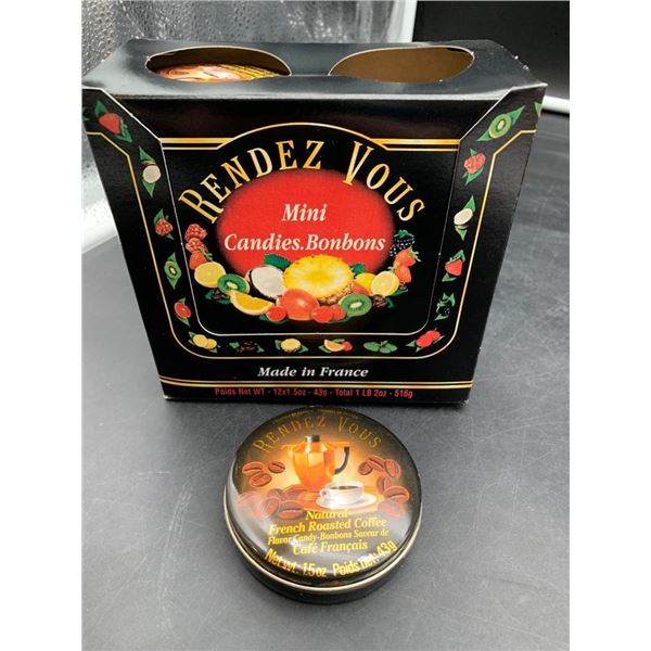 Rendez Vous Mini Candies French Roasted Coffee Candy Tins 12 x 43g