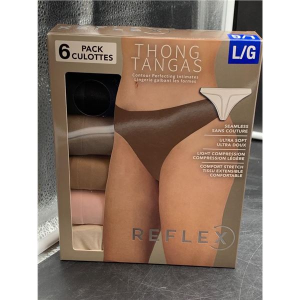 Reflex Thong Tangas Lingerie, 6-Pack L/G Size, Multi-Color