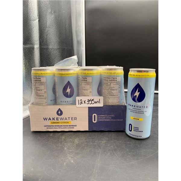Wakewater Lemon 12 x 355mL Caffeinated Sparkling Water Beverage