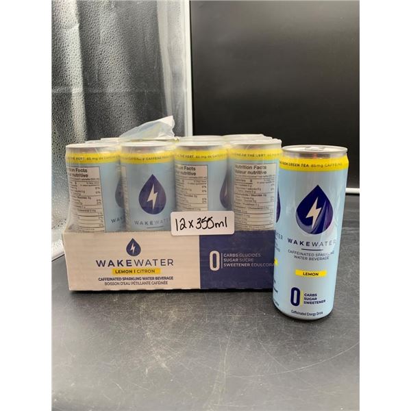 Wakewater Lemon 12 x 355mL Caffeinated Sparkling Water Beverage