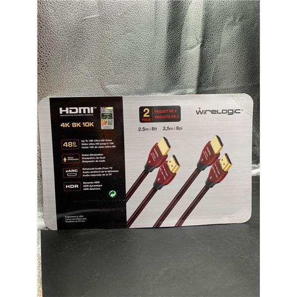 WireLogic HDMI 4K 8K 10K Cable Set – 2 Pack (2.5m, 8ft)