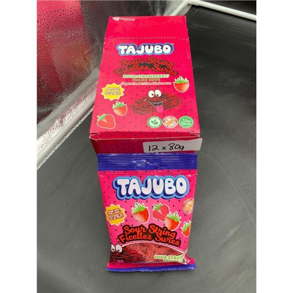 Tajubo Sour String Sour Strawberry Candy, 12 x 80g