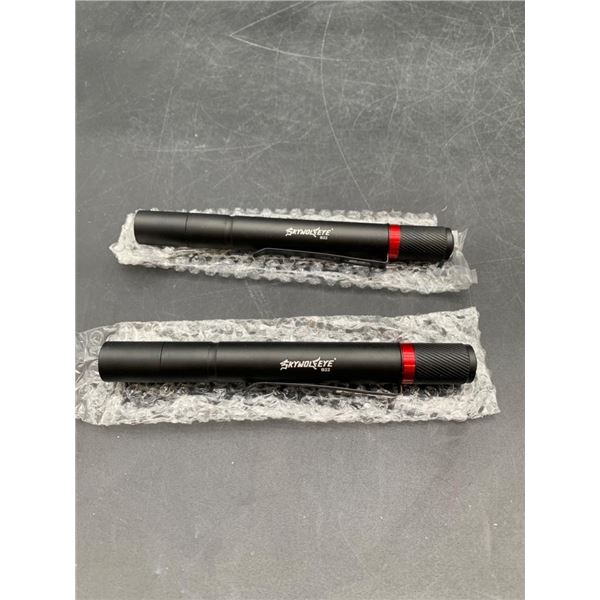 Skywolfeye B22 Penlight Portable Flashlights with Red Trim Set of Two