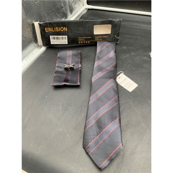 Enlision Tie Set with Handkerchief and Cufflinks