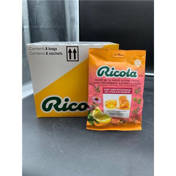 Ricola Honey Lemon With Echinacea Throat Lozenges, 8 Bags, 19 Lozenges Each