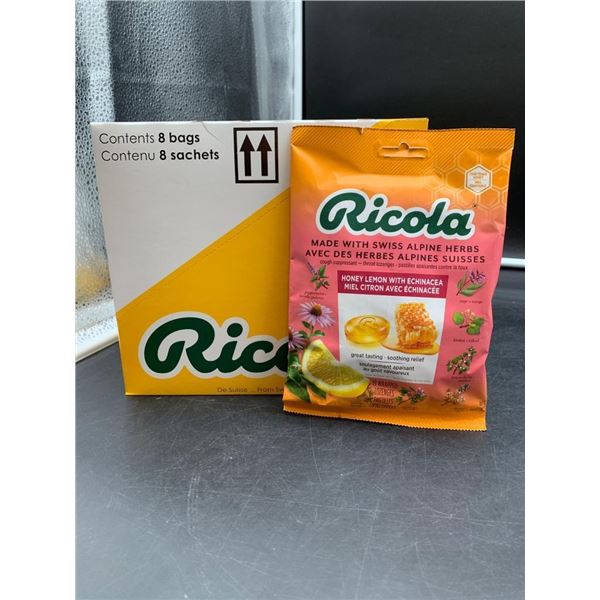 Ricola Honey Lemon With Echinacea Throat Lozenges, 8 Bags, 19 Lozenges Each