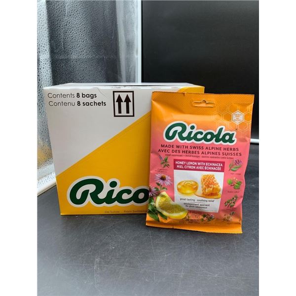Ricola Honey Lemon With Echinacea Throat Lozenges, 8 Bags, 19 Lozenges Each