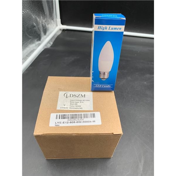 LDSZM E12 LED Candle Bulbs 6W 5000K Non-Dimmable, 6-Pack
