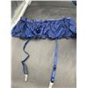 Image 2 : Women’s Blue Lace Lingerie Set with Garters – Size Large