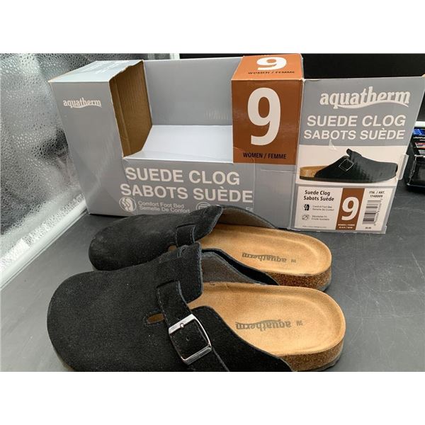 Aquatherm Suede Clogs, Size 9 for Women/Femme