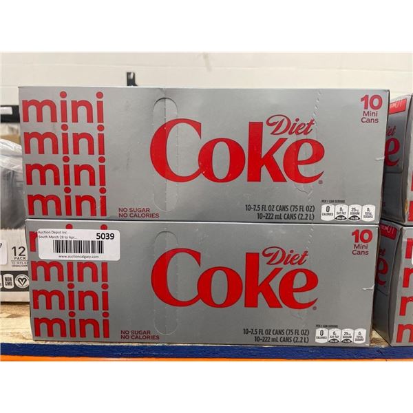 Diet Coke Mini Can Set, 10 x 7.5 fl oz (2 Packs, Total 20 Cans)