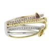 Image 5 : 14k Tri Color Gold .60 ctw Multi Color Sapphire & Diamond Crossover Wide Band Ri