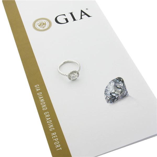 Platinum 1.65 ctw E Flawless GIA Round Diamond LOW PROFILE Halo Engagement Ring