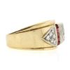 Image 5 : Men's Retro Vintage 14K Gold 0.40 ctw Diamond & Synthetic Ruby Buckle Band Ring