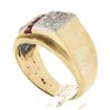 Image 9 : Men's Retro Vintage 14K Gold 0.40 ctw Diamond & Synthetic Ruby Buckle Band Ring