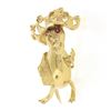 Image 4 : Vintage 14K Gold 3D Detailed Textured Bird with Hat Pin Brooch w/ .04 ctw Ruby