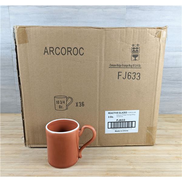 Canyon Ridge 10.75oz Orange Porcelain Mugs, Arcoroc FJ633 - Lot of 36|R2-2