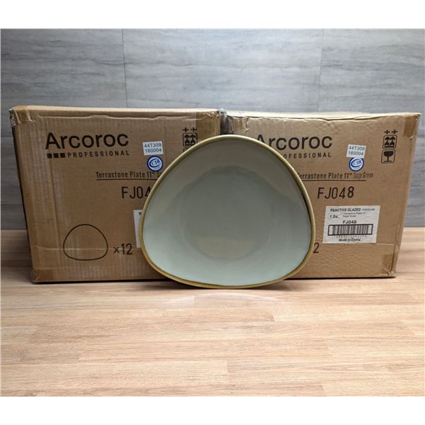 Terrastone Sage Green 11" Plate, Arcoroc FJ048 - Lot of 24 (2 cases)|R6-2