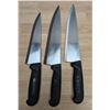 Image 1 : Used, Sharpened Cook Knives, Black Handles - Lot of 3|RackH