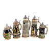 Image 1 : Collection of (5) Vintage "German" Beer Steins