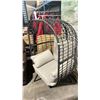 Image 2 : PATIO BLISS BLACK WRAPPED CAST ALUMINUM OUTDOOR PATIO ACCENT EGG CHAIR WITH GREY CUSHION